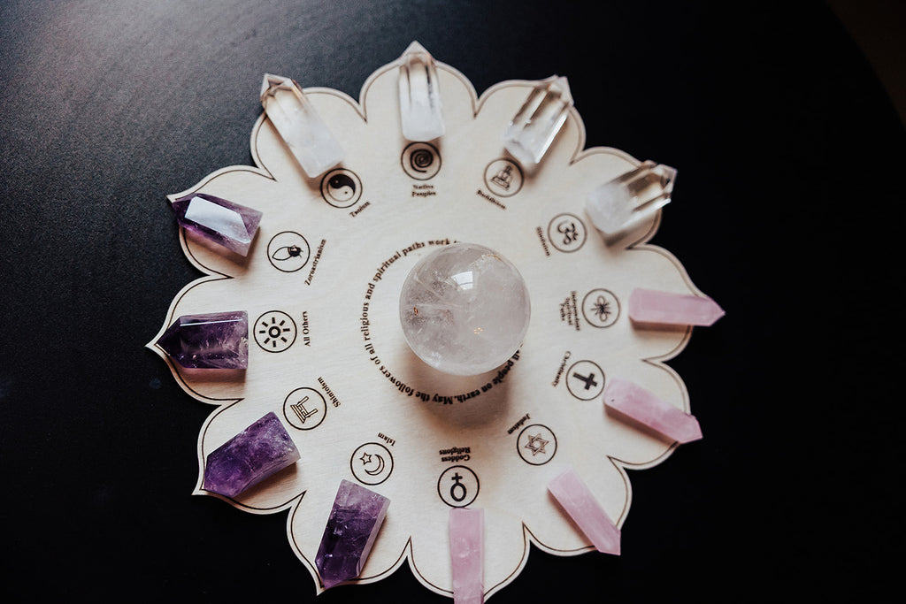 Ritual Set: World Peace Crystal Grid + Candle (includes digital guide)