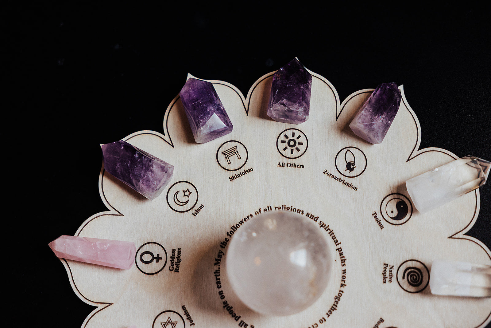 Ritual Set: World Peace Crystal Grid + Candle + Wick Trimmer (includes digital guide)